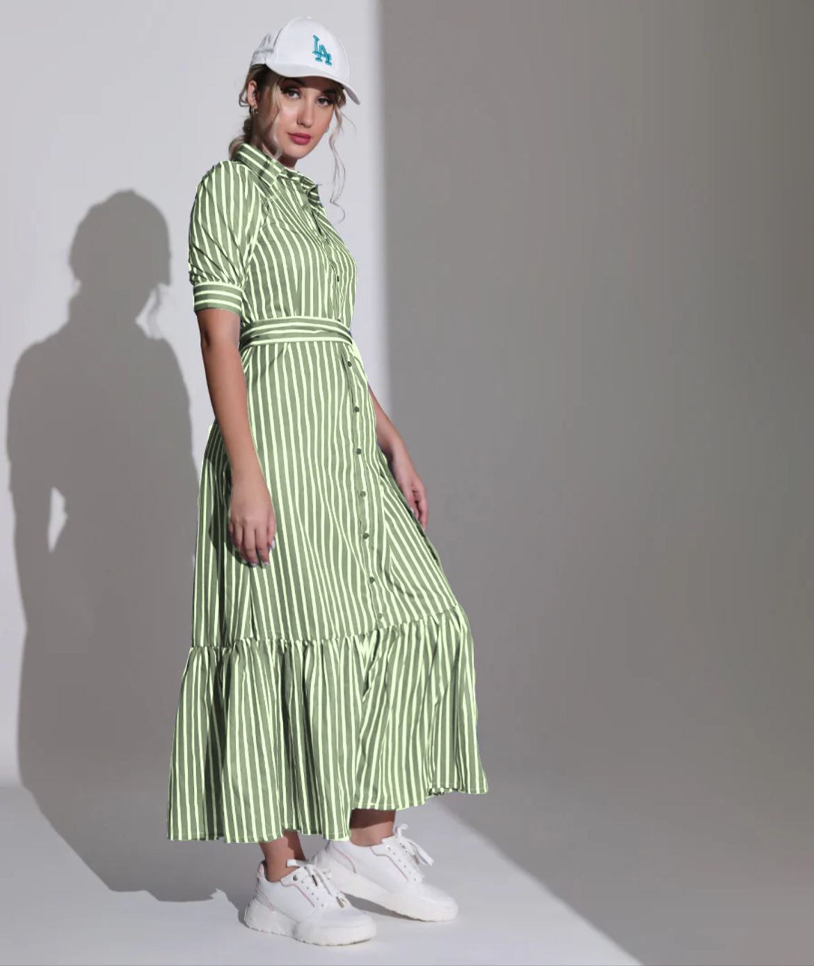 Lime Green Stripes Dress